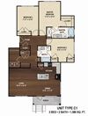 3 BR 2 BA 1386 sq ft Bluewater Floorplan occupancy