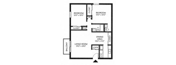 2 Bed 1.5 Bath Large
