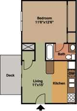 1 Bedroom, 1 Bath 438 Sq.Ft. floorplan at Westgate Villa, Iowa