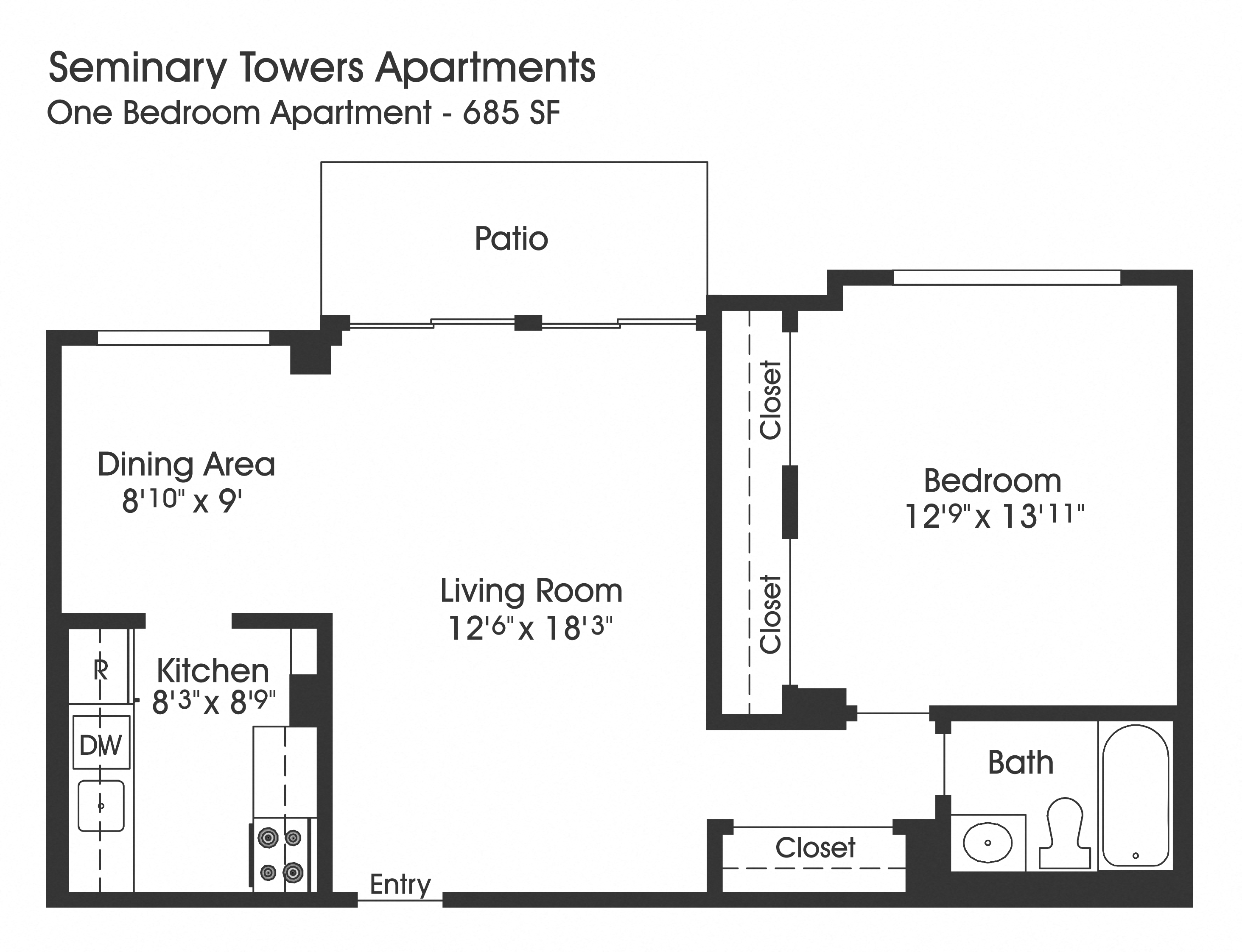 1 bed 1 bath at Seminary Towers, Virginia, 22304