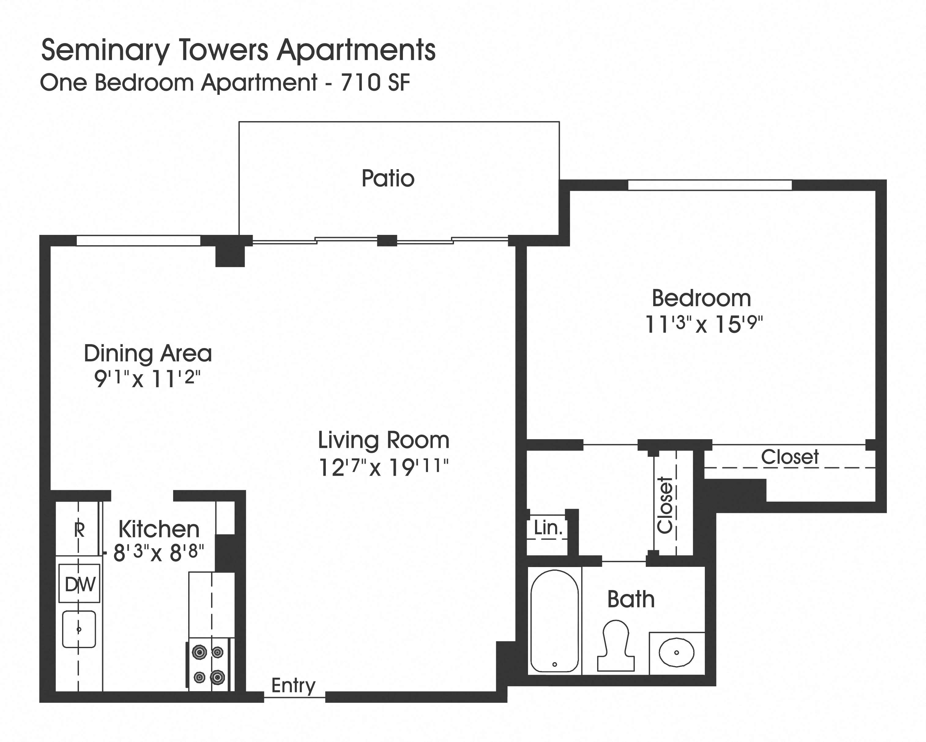 1 bed 1 bath B at Seminary Towers, Alexandria, VA