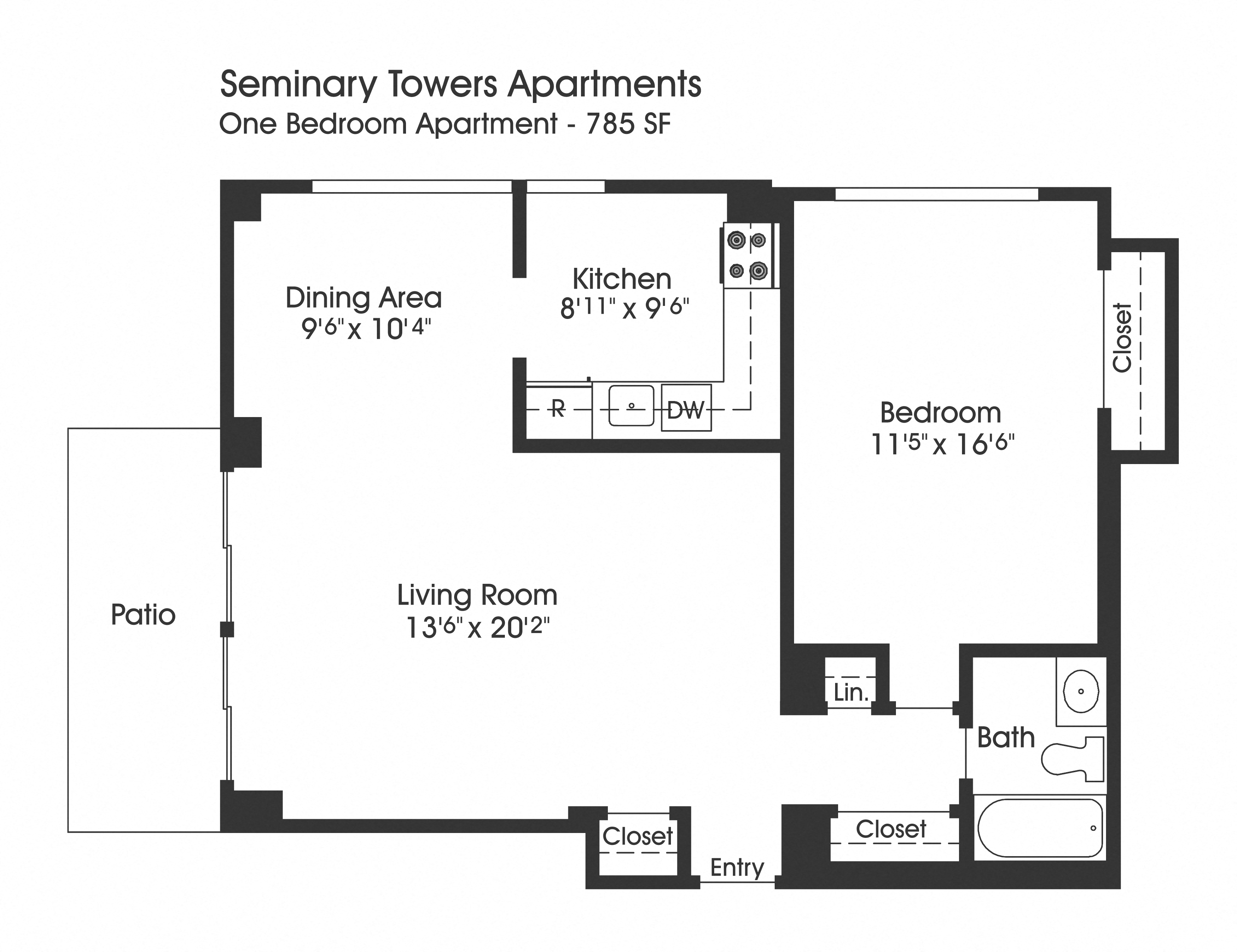 1 bed 1 bath D at Seminary Towers, Alexandria, Virginia