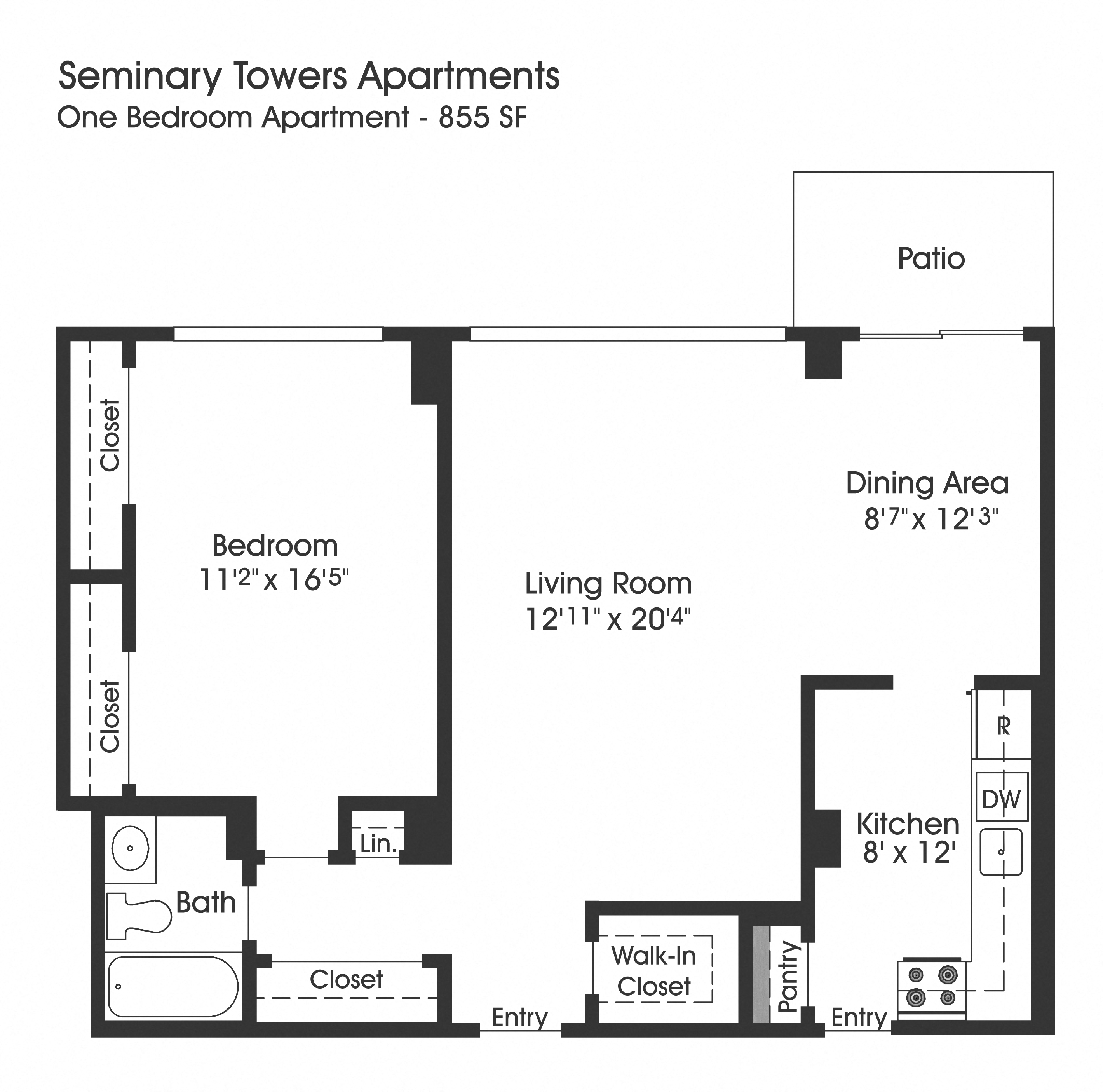 1 bed 1 bath K at Seminary Towers, Alexandria, Virginia