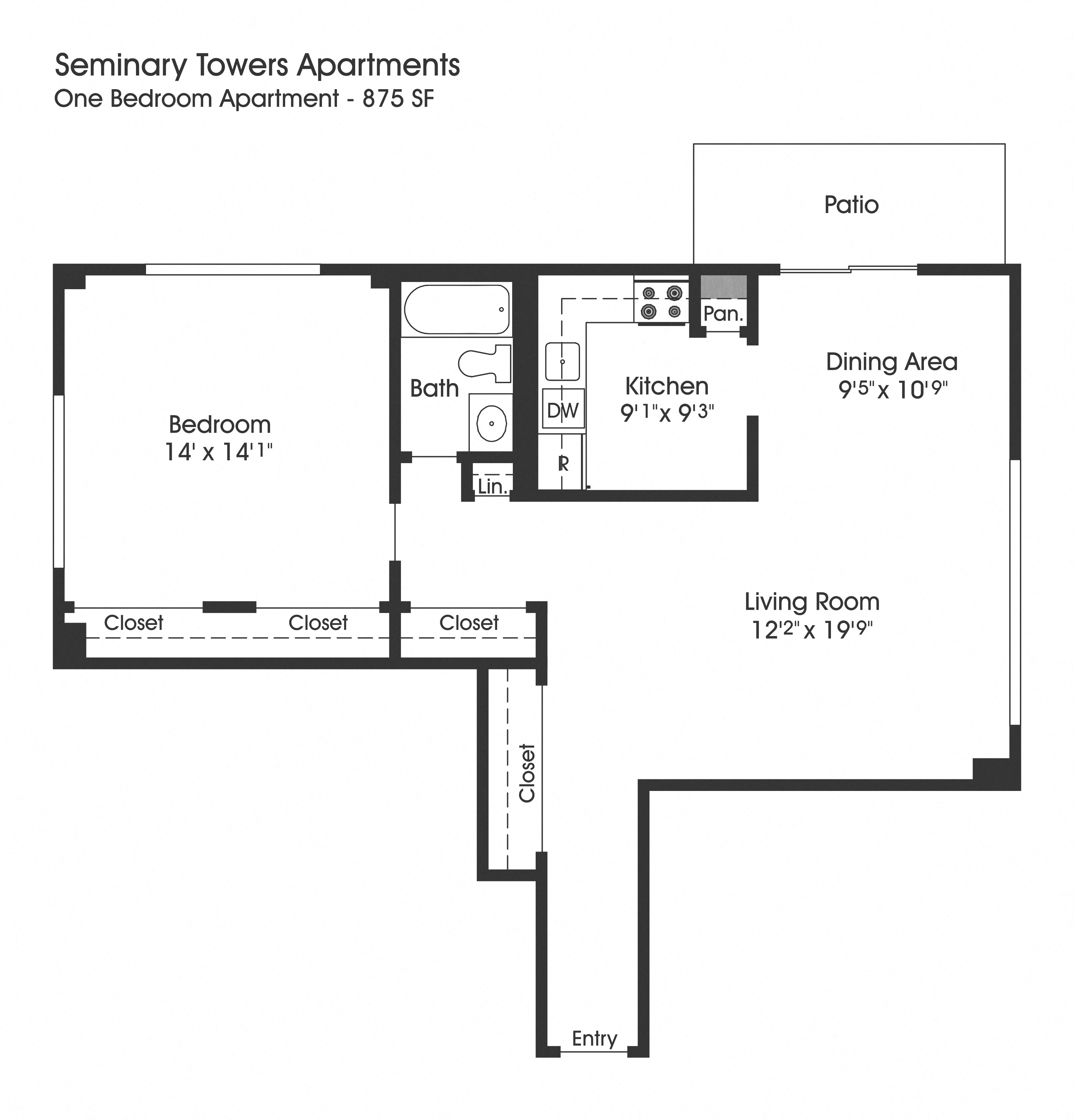 1 bed 1 bath L at Seminary Towers, Alexandria