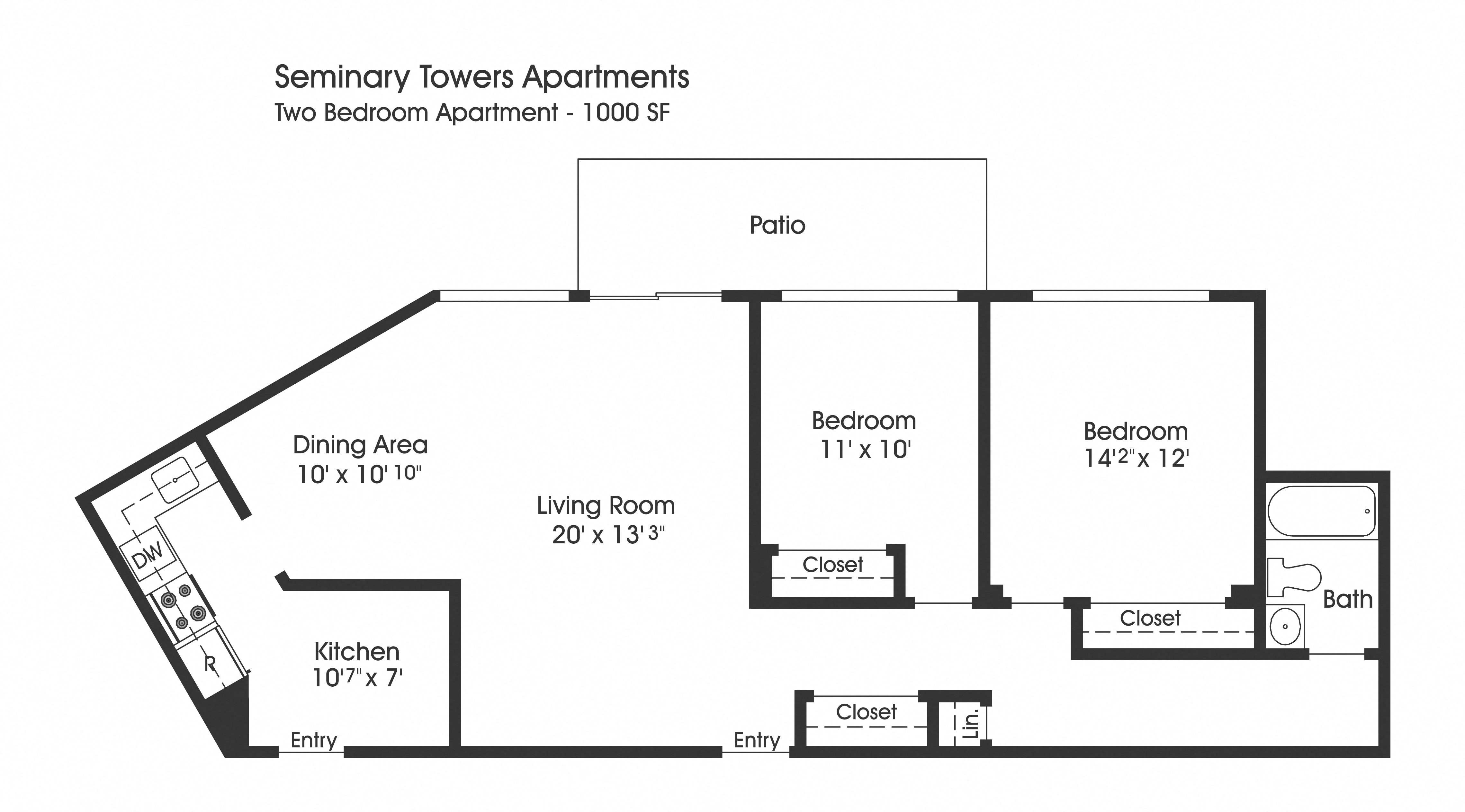 2 bed 2 bath D at Seminary Towers, Alexandria, Virginia
