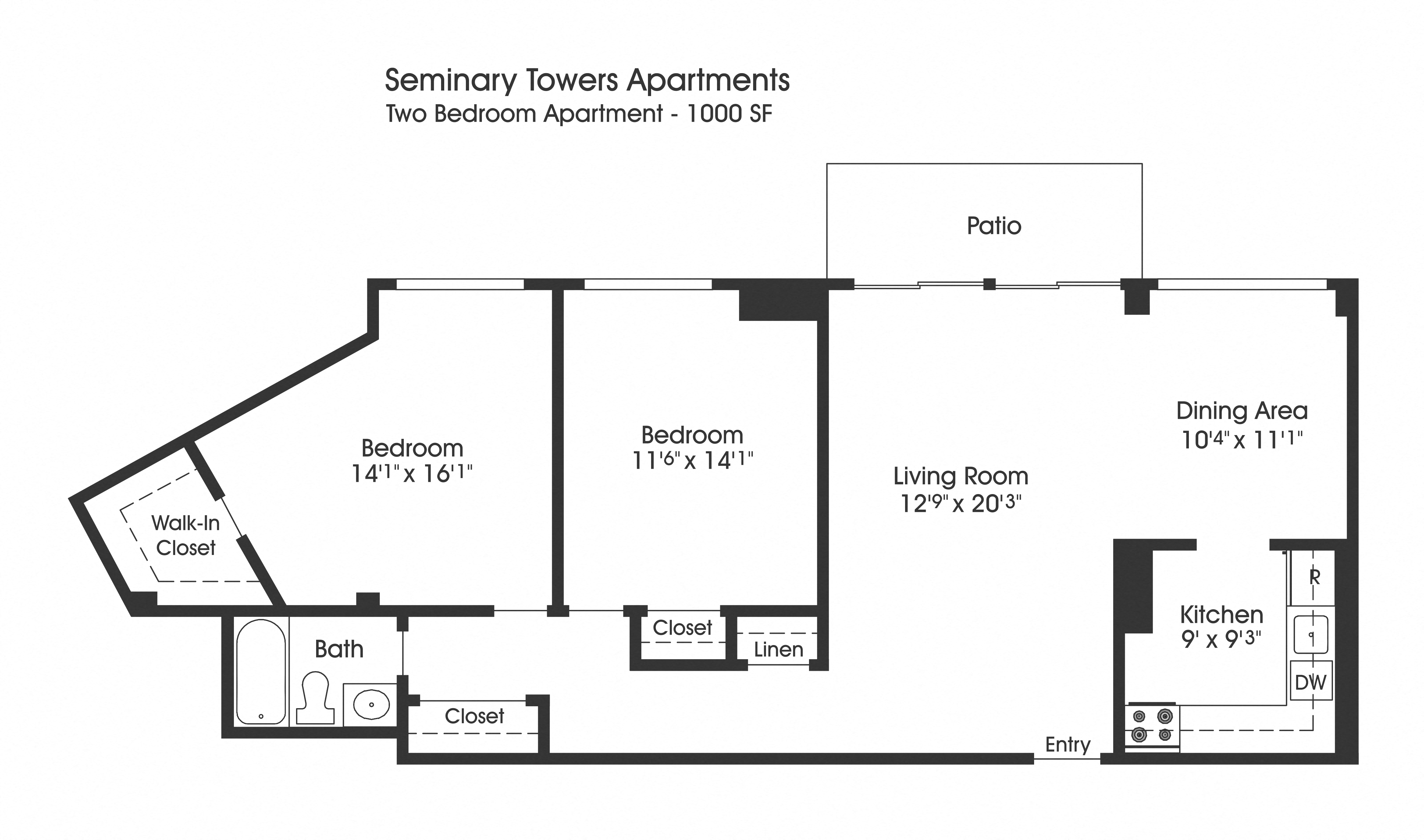 2 bed 2 bath B at Seminary Towers, Alexandria, VA