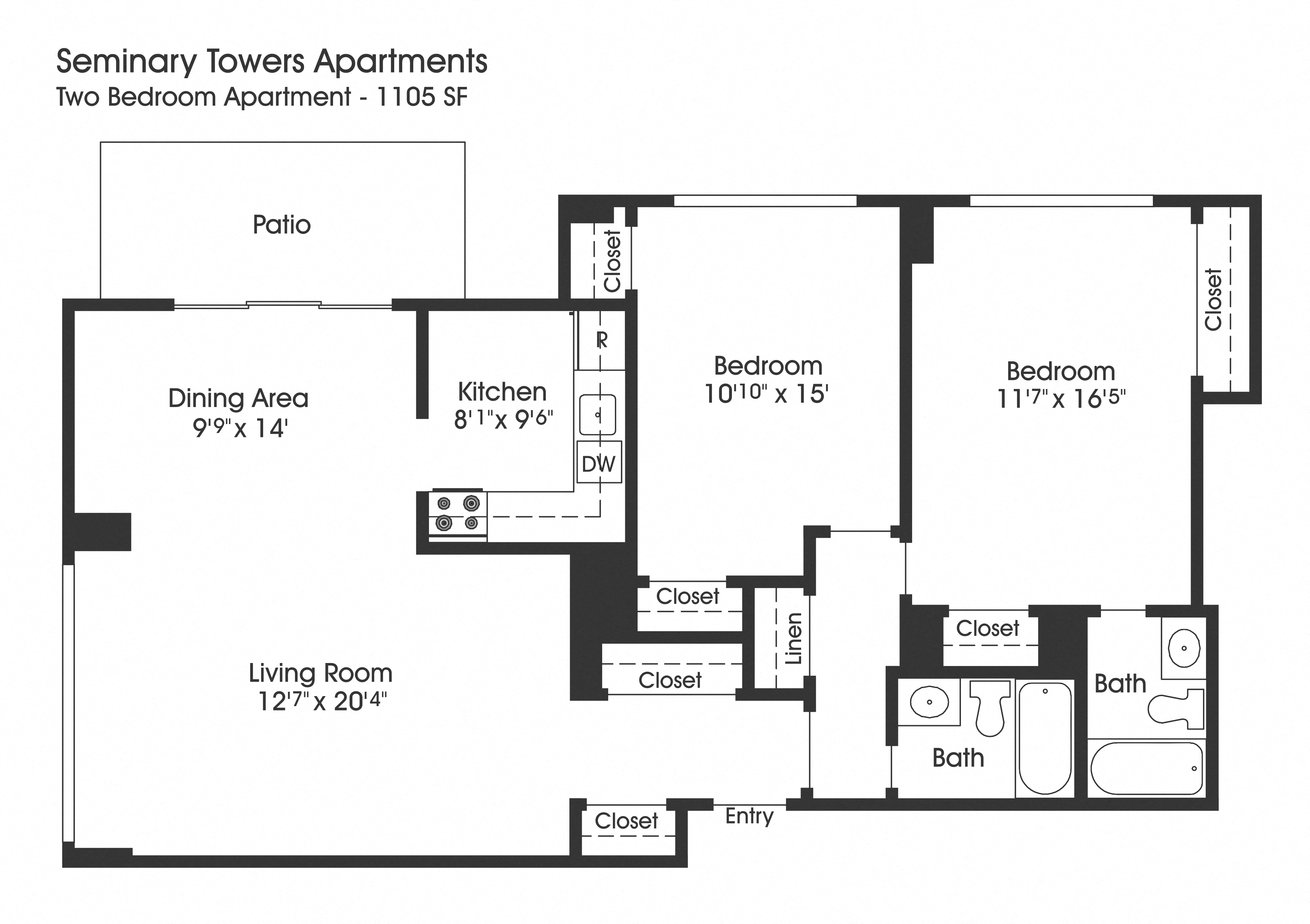 2 bed 2 bath L at Seminary Towers, Alexandria