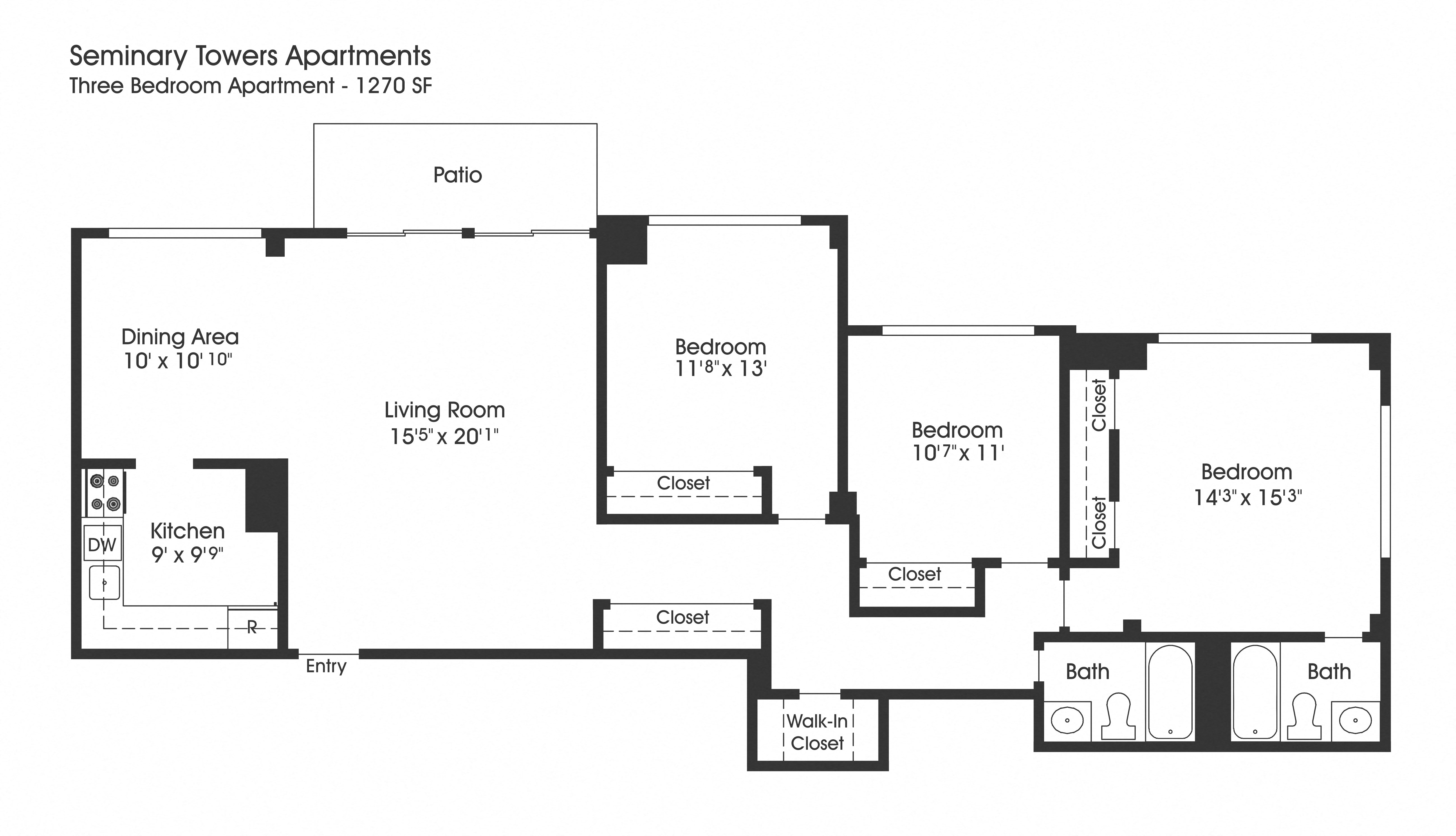 3 bed 2 bath A at Seminary Towers, Alexandria