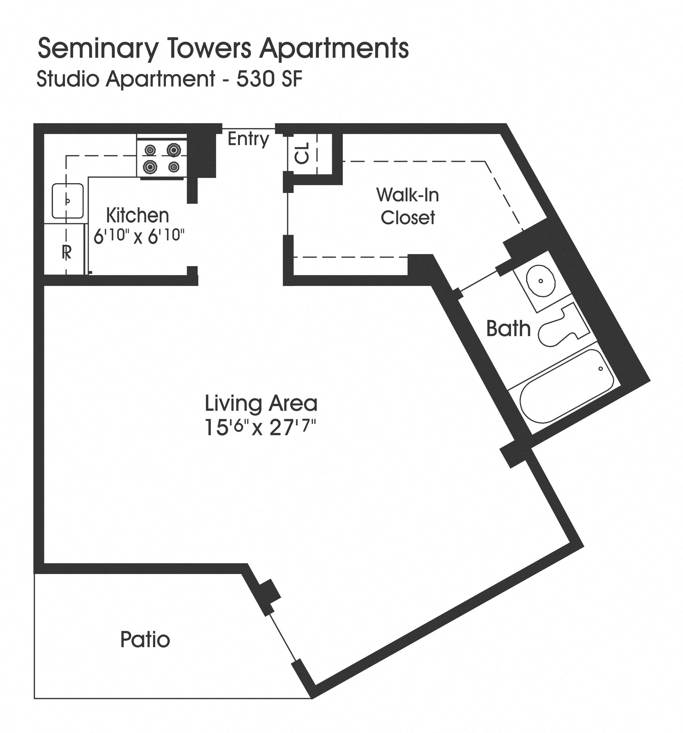 Studio 1 bath A at Seminary Towers, Alexandria, VA