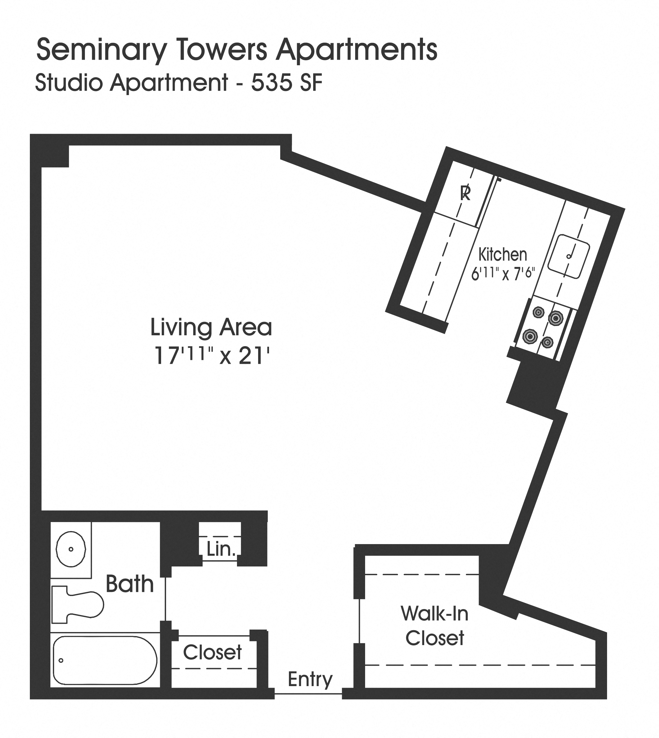 Studio 1 bath B at Seminary Towers, Alexandria, 22304