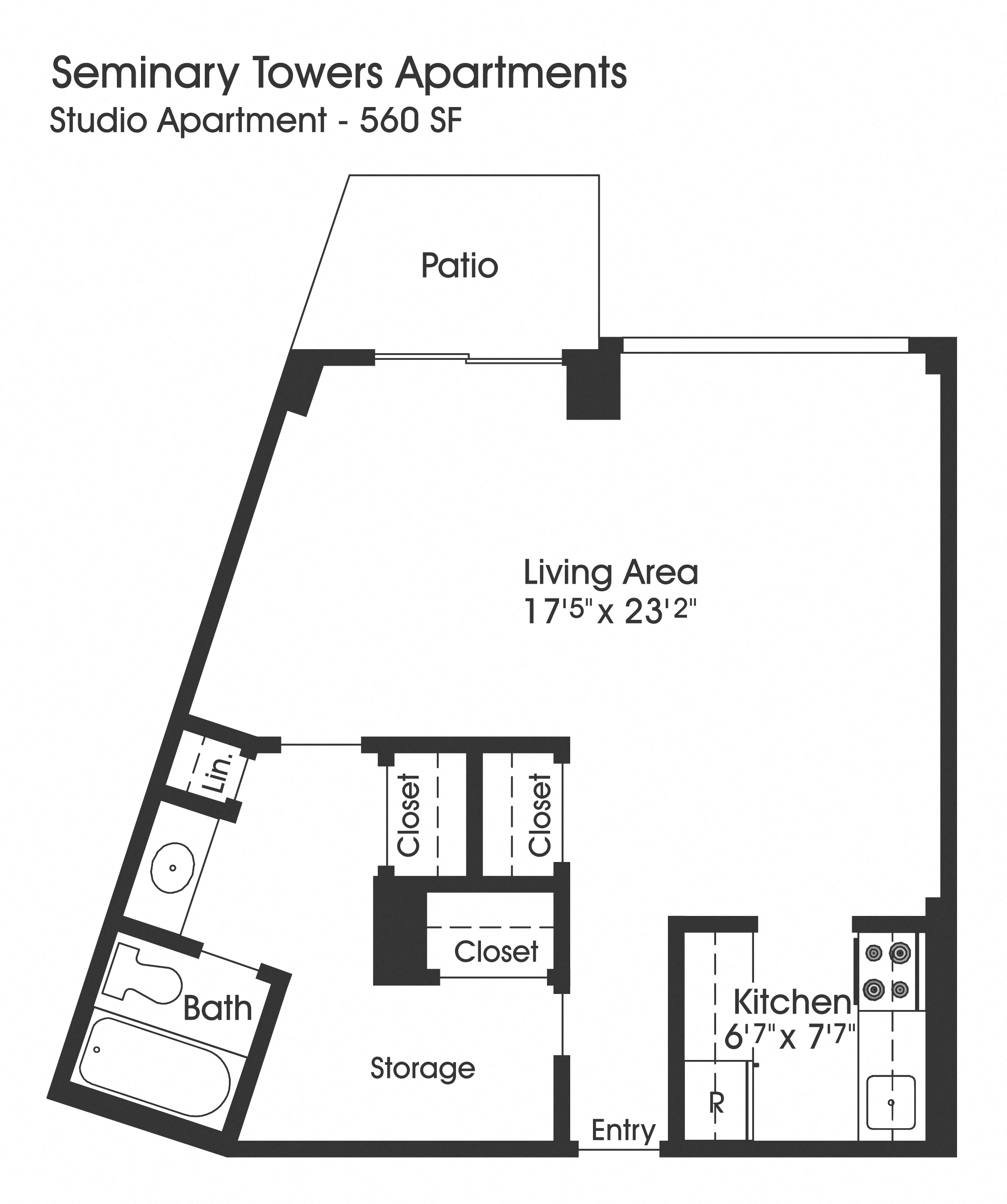 Studio 1 bath D at Seminary Towers, Alexandria