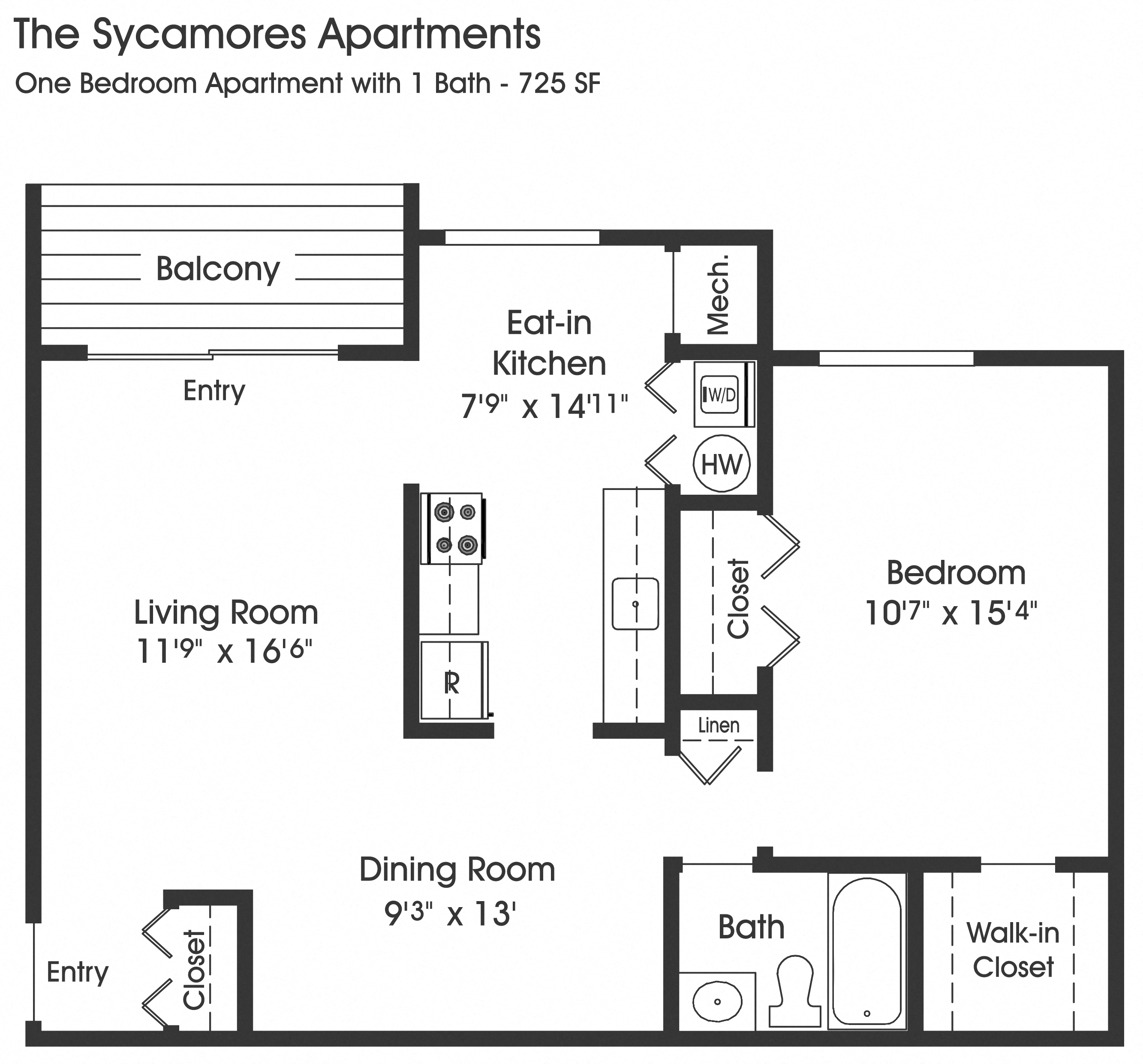 1BR 1BA_725sf at The Apartments at The Sycamores, Reston, VA, 20190