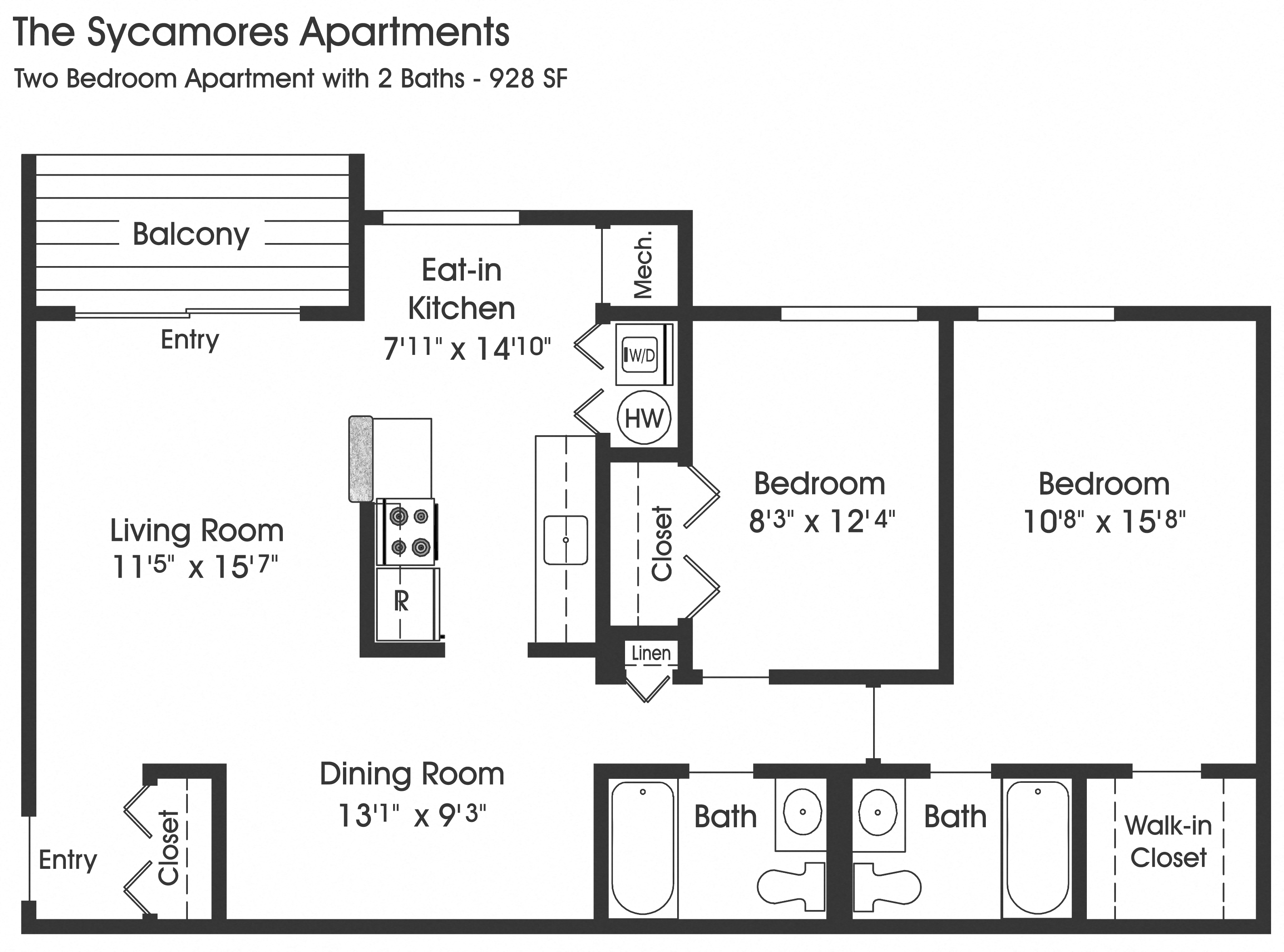 2BR 2BA_928sf at The Apartments at The Sycamores, Reston, 20190