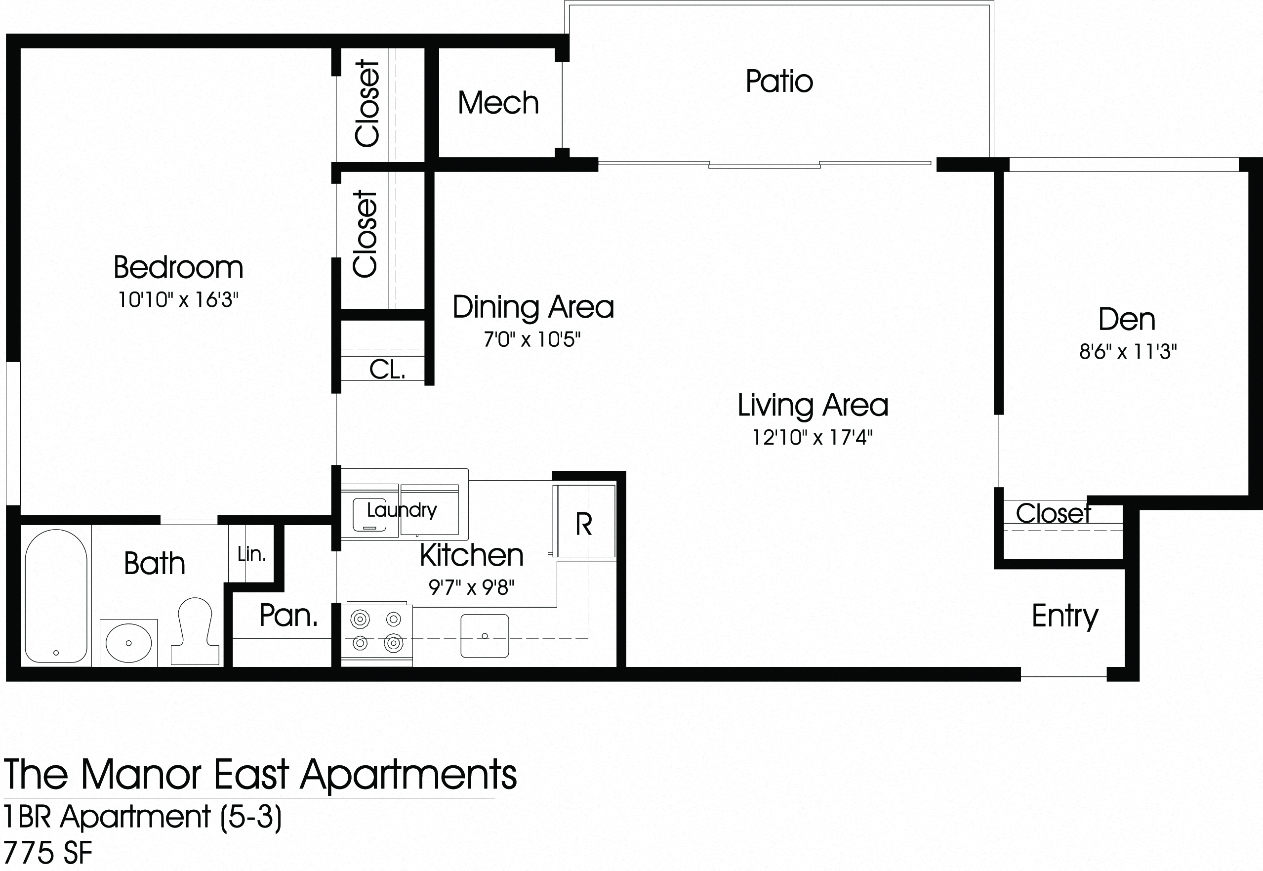 1BR 1BA (775sf)