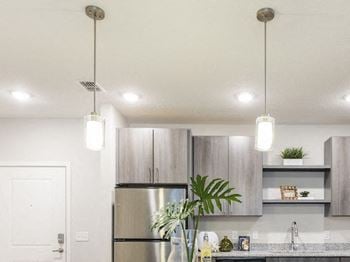 Custom pendant lighting in kitchen