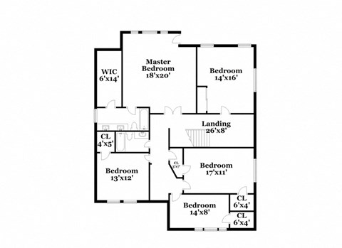 a floor plan of a house with two bedrooms and a large bathroom