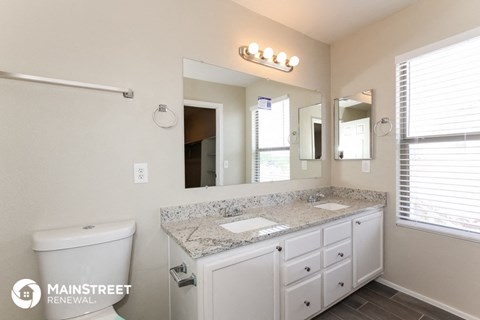 a bathroom with a sink and a mirror and a toilet