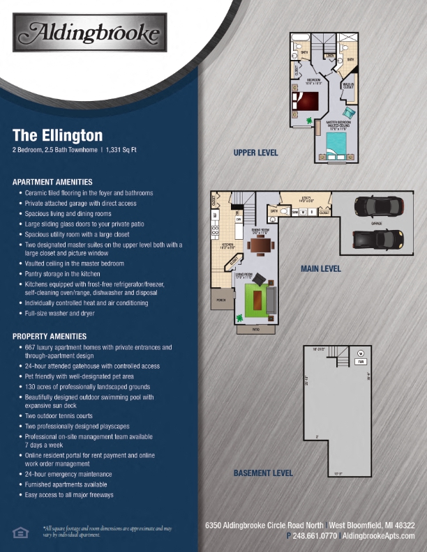 Ellington - includes a 2 car attached garage