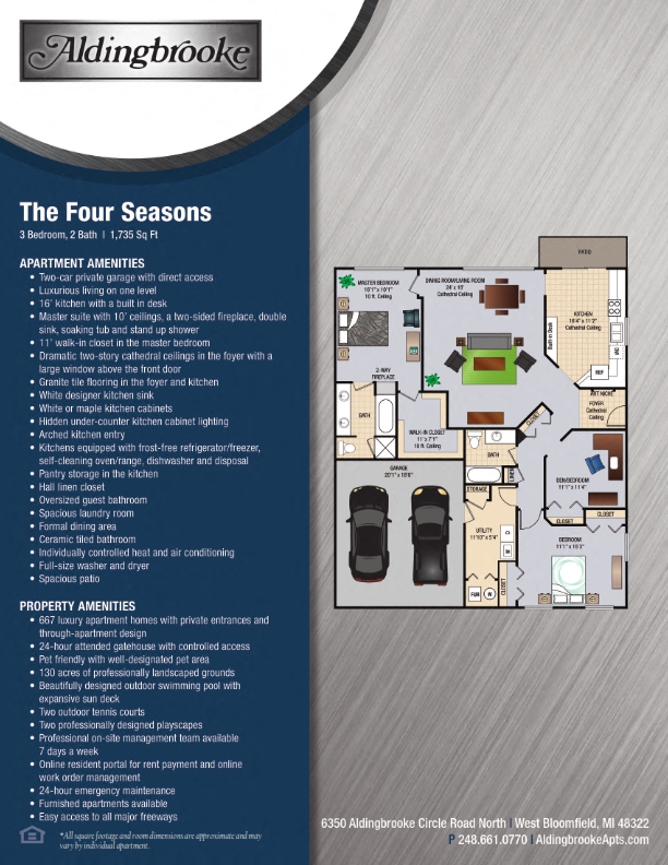 Four Seasons - includes a 2 car attached garage