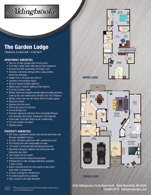 Garden Lodge - includes a 2 car attached garage