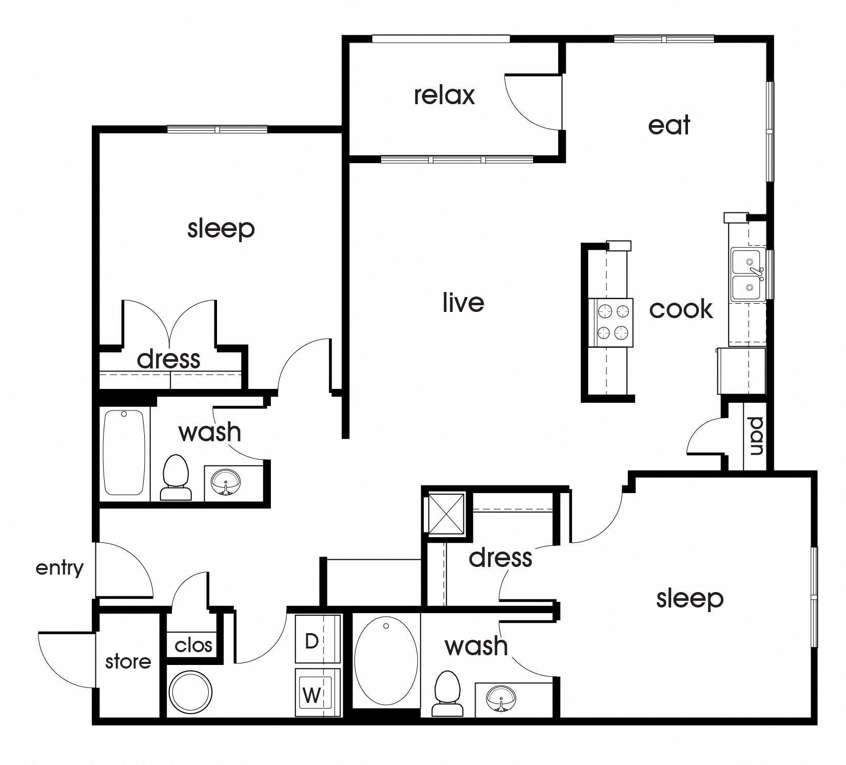 B2 floorplan at Magnolia Pointe Apartments in Durham, NC