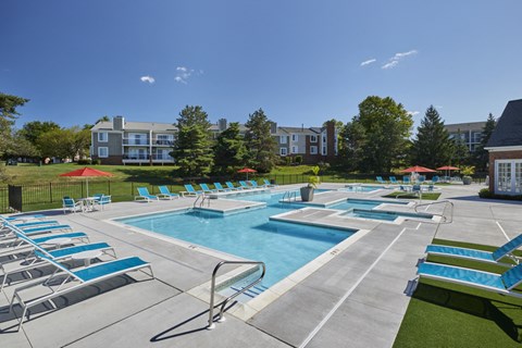 our apartments have a resort style pool with lounge chairs
