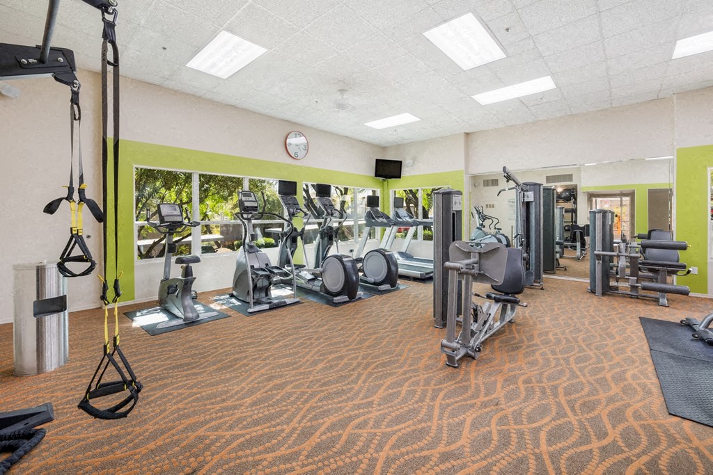 the gym in our apartments is equipped with cardio equipment and weights