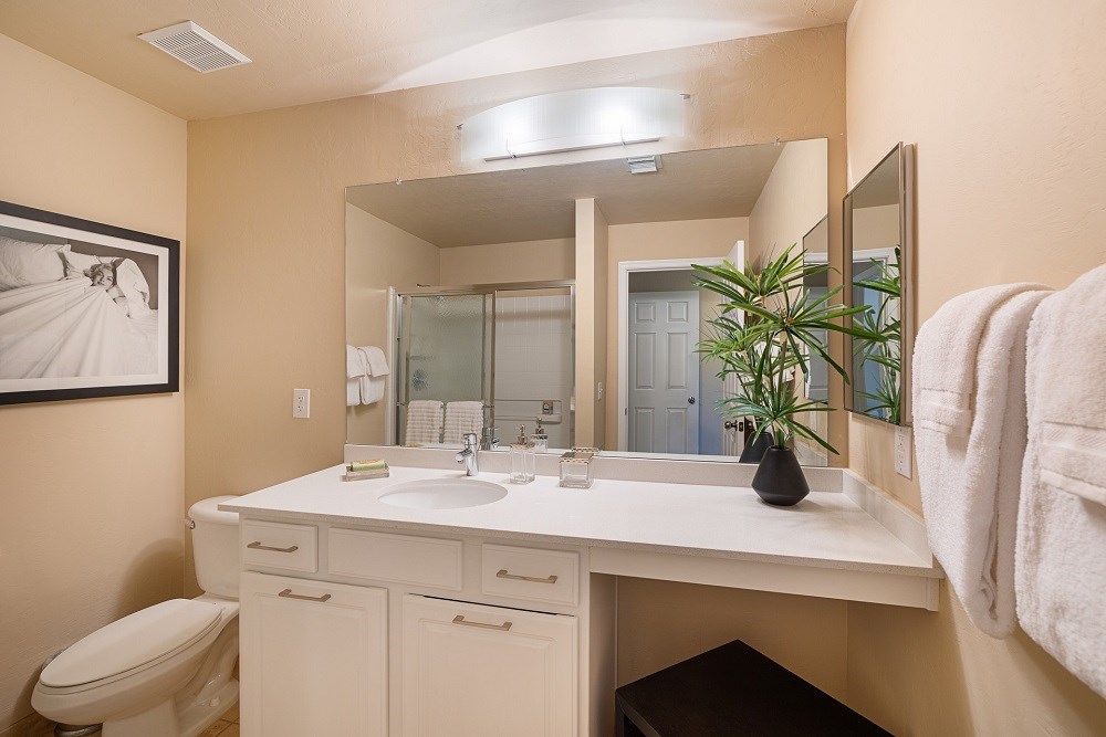 the preserve at ballantyne commons apartment bathroom with sink and mirror