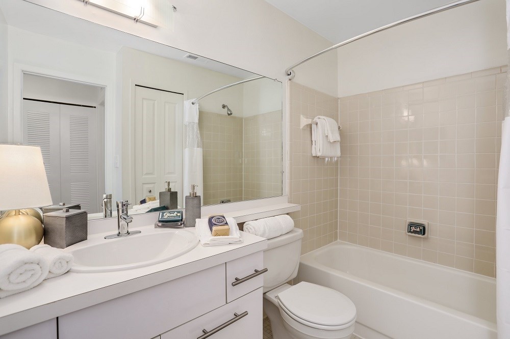 a bathroom with a sink and a toilet and a tub