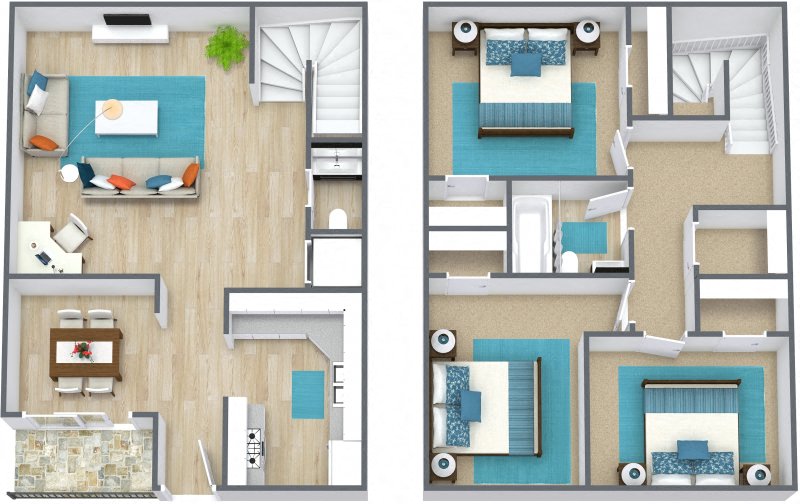 three bedroom town home  at Residences at Lakeshore Apartments,  Oklahoma City