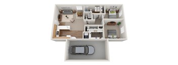 Akron OH apartment rentals Redwood Akron 2x1 Floor Plan
