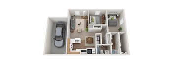 Akron OH apartment rentals Redwood Akron 2x2 Floor Plan