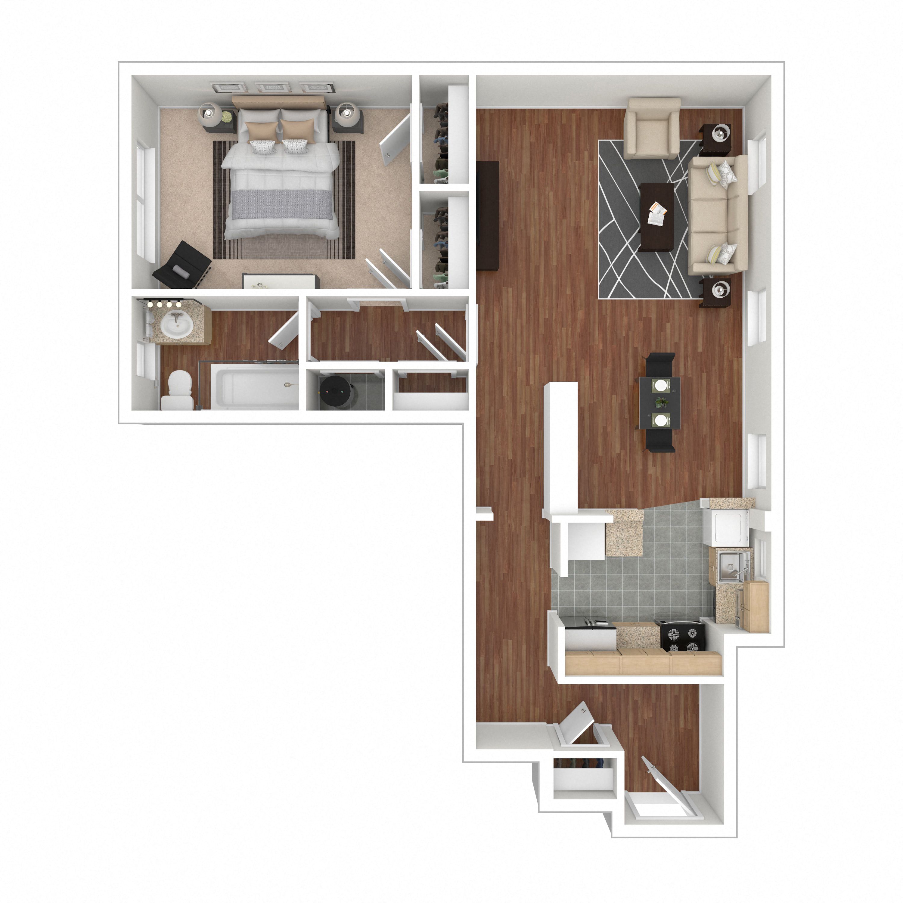 Rock Creek Springs Apartments 1 Bedroom Floorplan KA