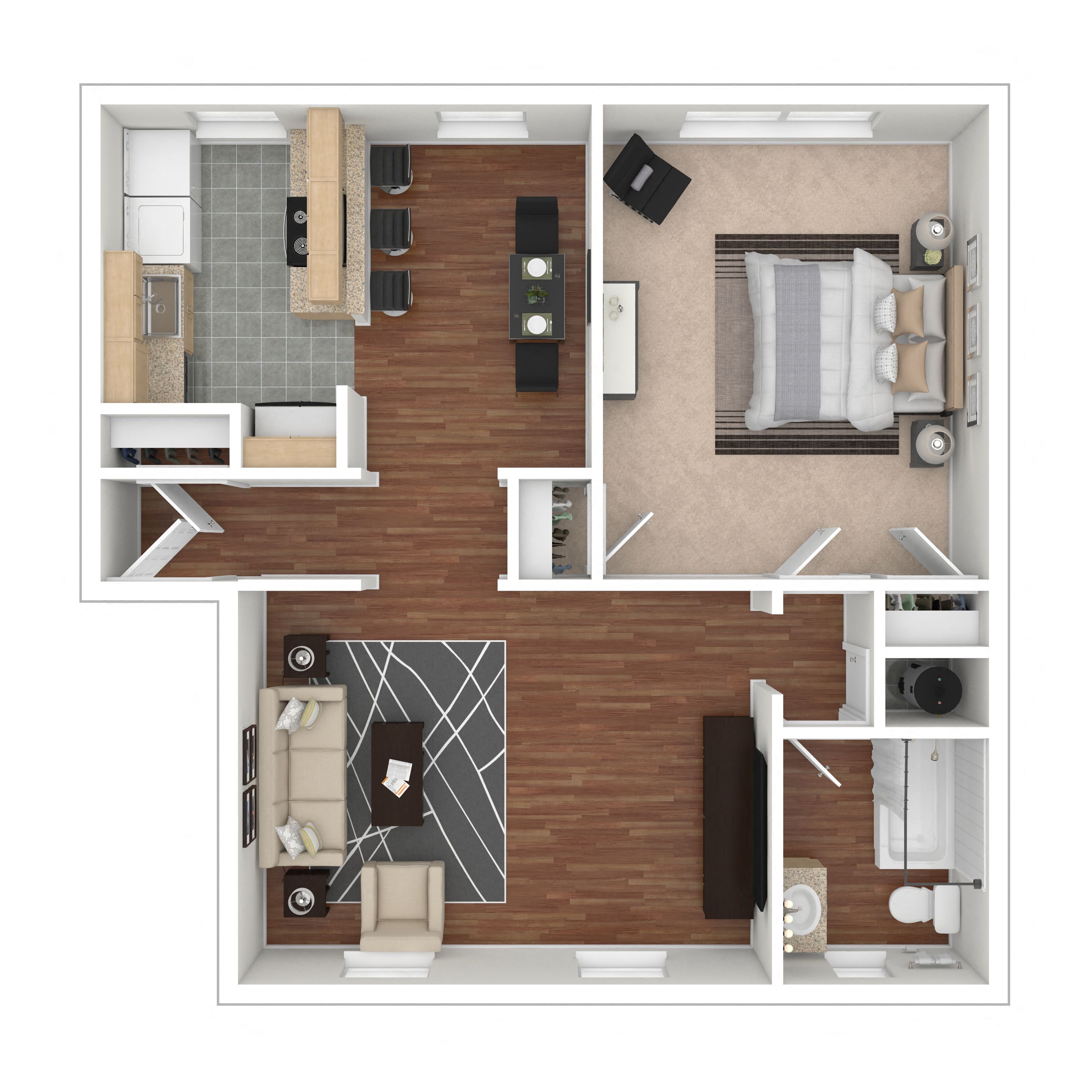 Rock Creek Springs Apartments 1 Bedroom Floorplan KG