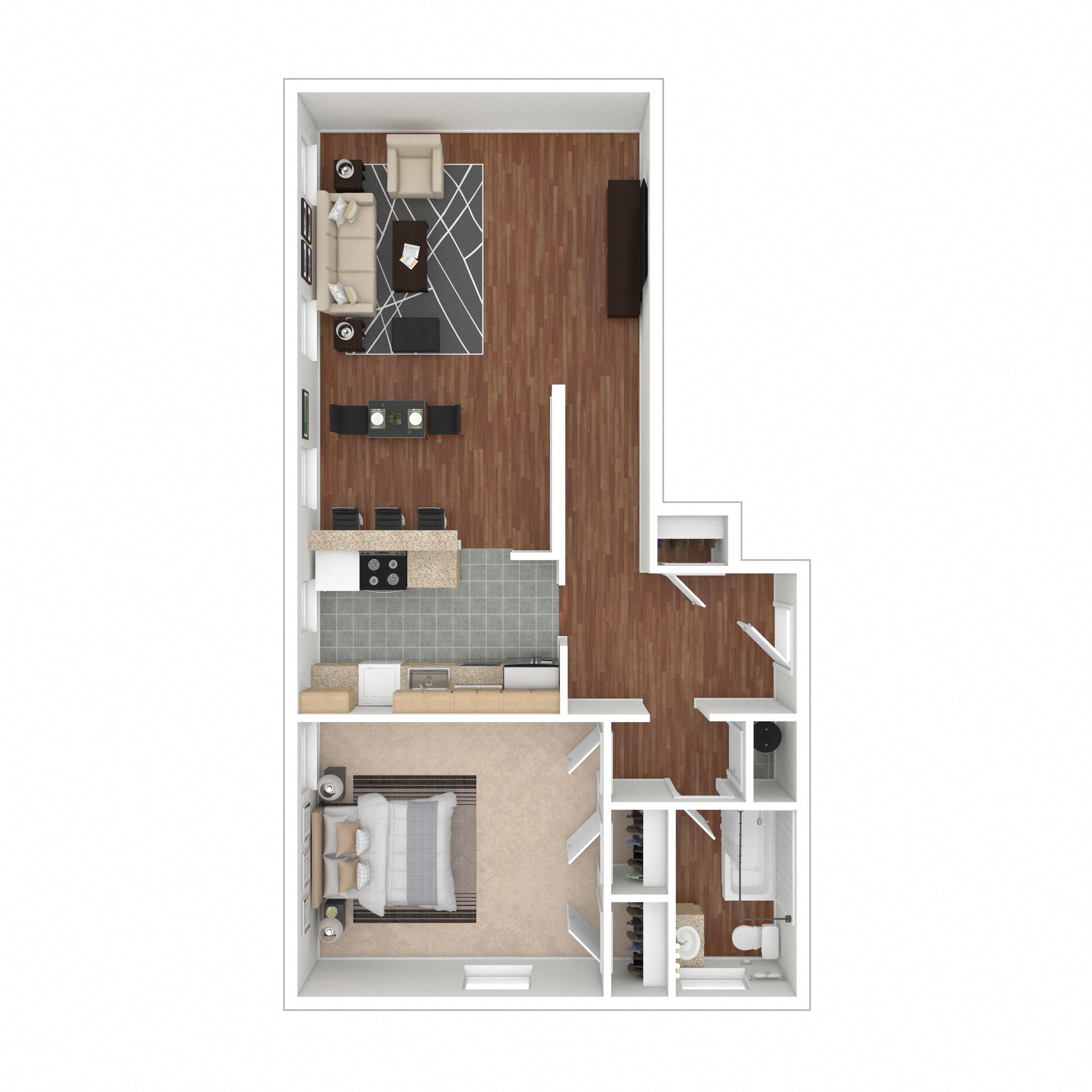 Rock Creek Springs Apartments 1 Bedroom Floorplan KK
