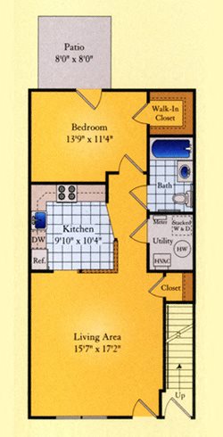 One Bedroom with Open Kitchen Floor Plan 1