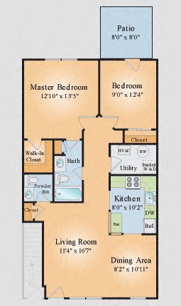 Two Bedroom with Breakfast Bar III Floor Plan 8