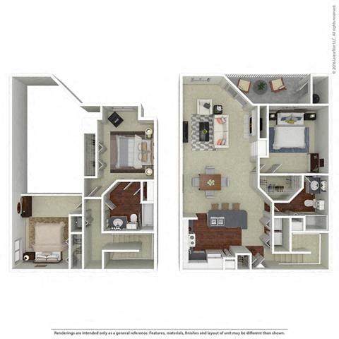 3 bedroom 2 bathroom Floor plan A at Butternut Ridge, Ohio