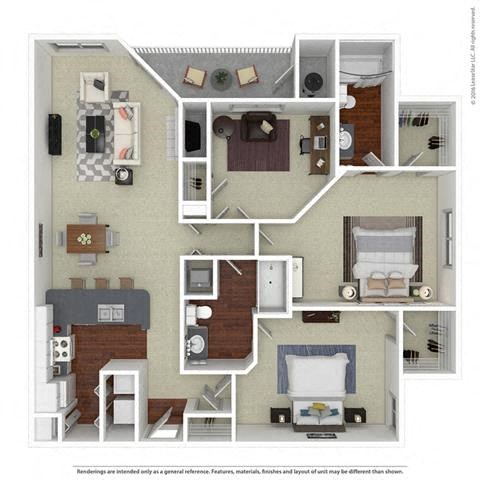 2 bed 2 bath floor plan L at Butternut Ridge, Ohio, 44070