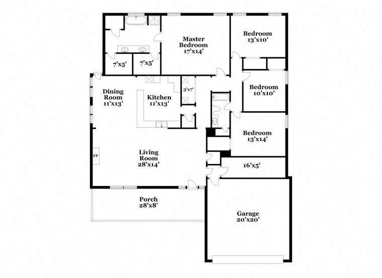 a floor plan of a house with two floors and a garage