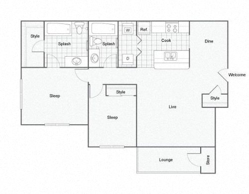 The Pine 2x2 923 sqft