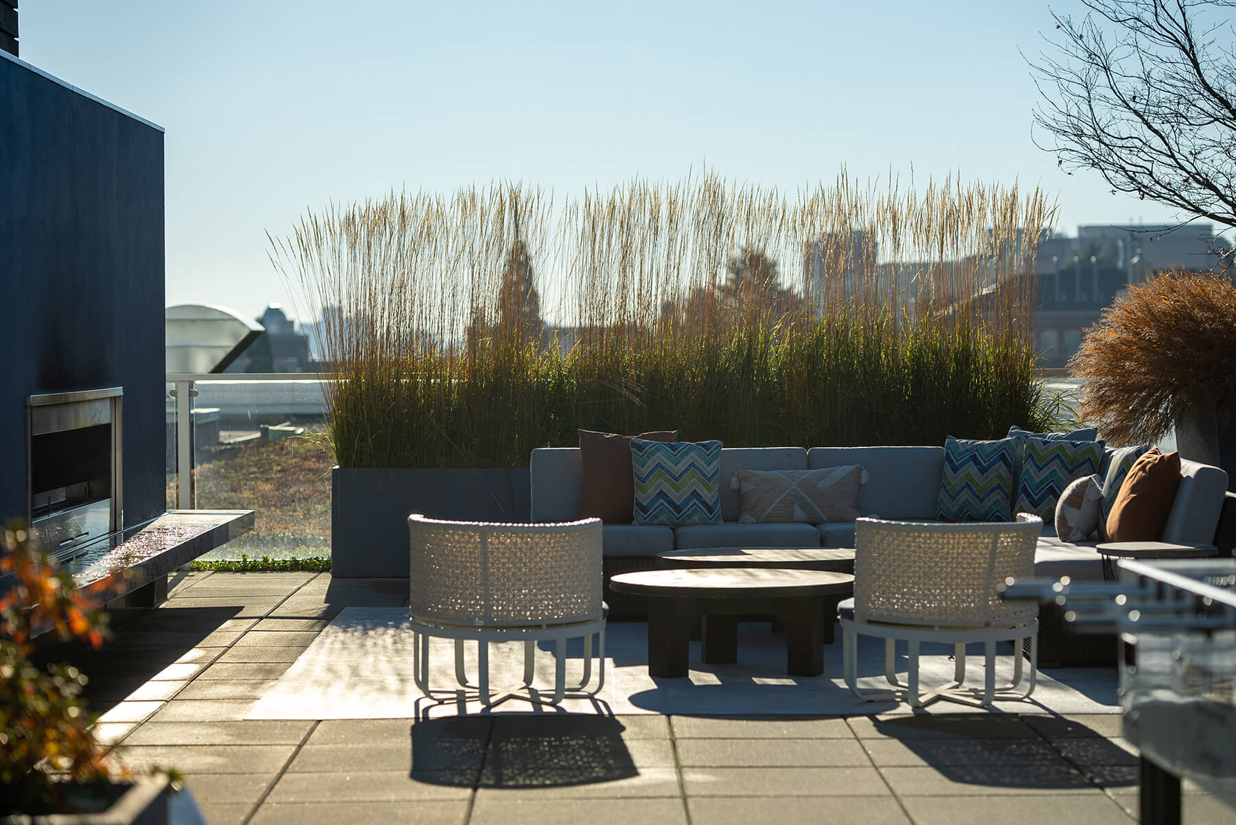 Courtyard Lounge Area and Fire Pit at Infinity Apartments in Seattle WA