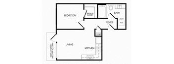 A1 one bedroom  floorplan at Infinity Apartments in Seattle, WA