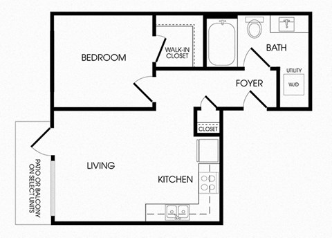 A1 one bedroom  floorplan at Infinity Apartments in Seattle, WA