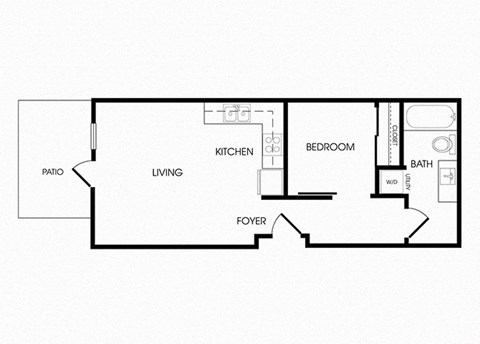 A4 one bedroom floorplan at Infinity Apartments in Seattle, WA