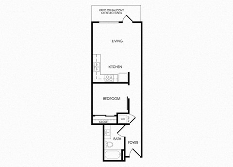 A05 one bedroom floorplan at Infinity Apartments in Seattle, WA