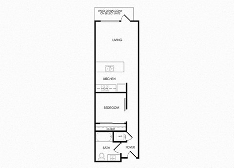 A6 one bedroom floorplan at Infinity Apartments in Seattle, WA