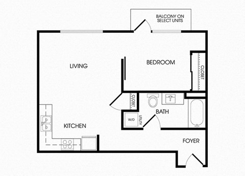 A7 one bedroom floorplan at Infinity Apartments in Seattle, WA