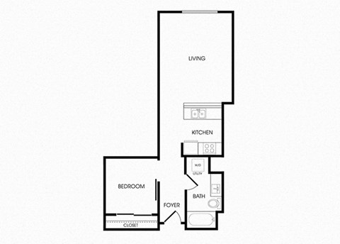 A08 one bedroom floorplan at Infinity Apartments in Seattle, WA