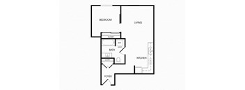 A09 one bedroom floorplan at Infinity Apartments in Seattle, WA
